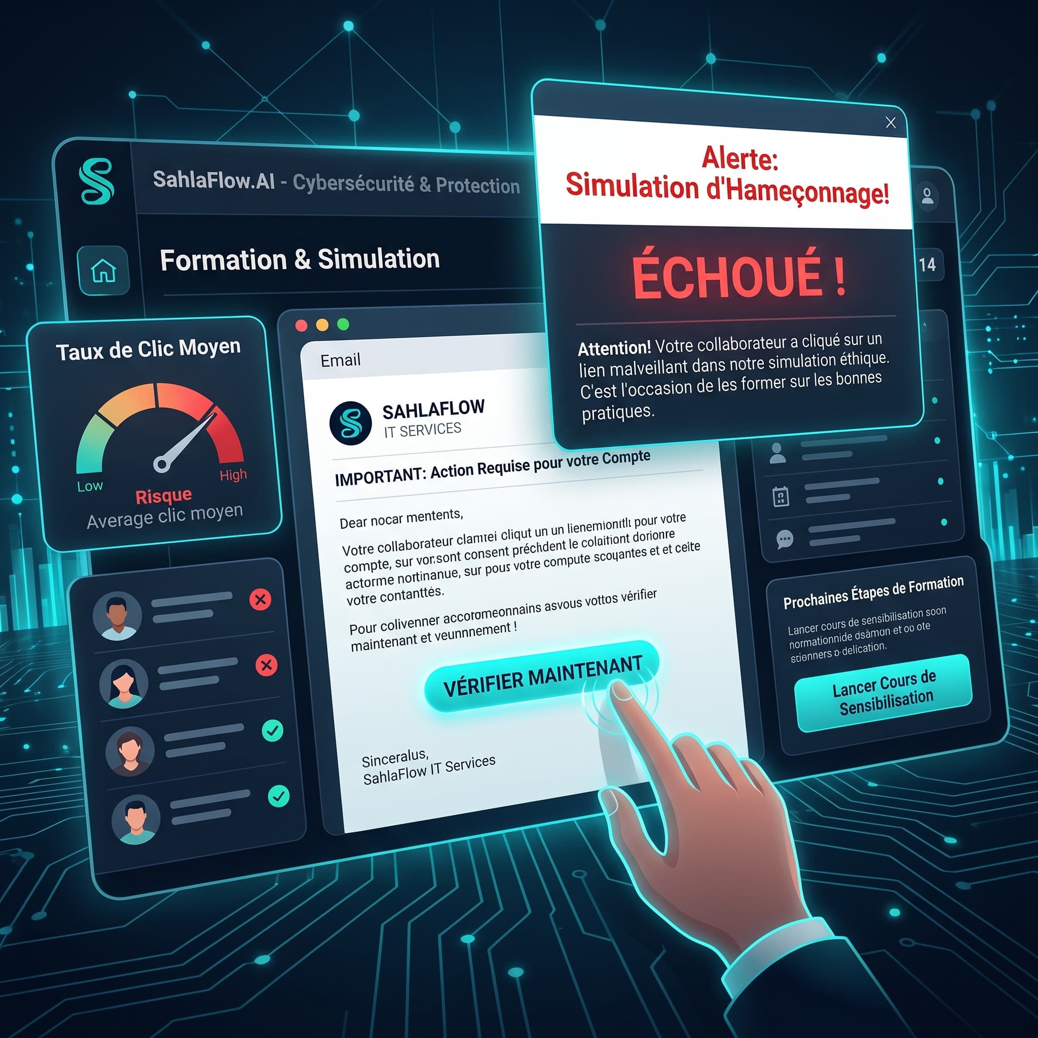 Aperçu visuel de la solution Simulation de Phishing